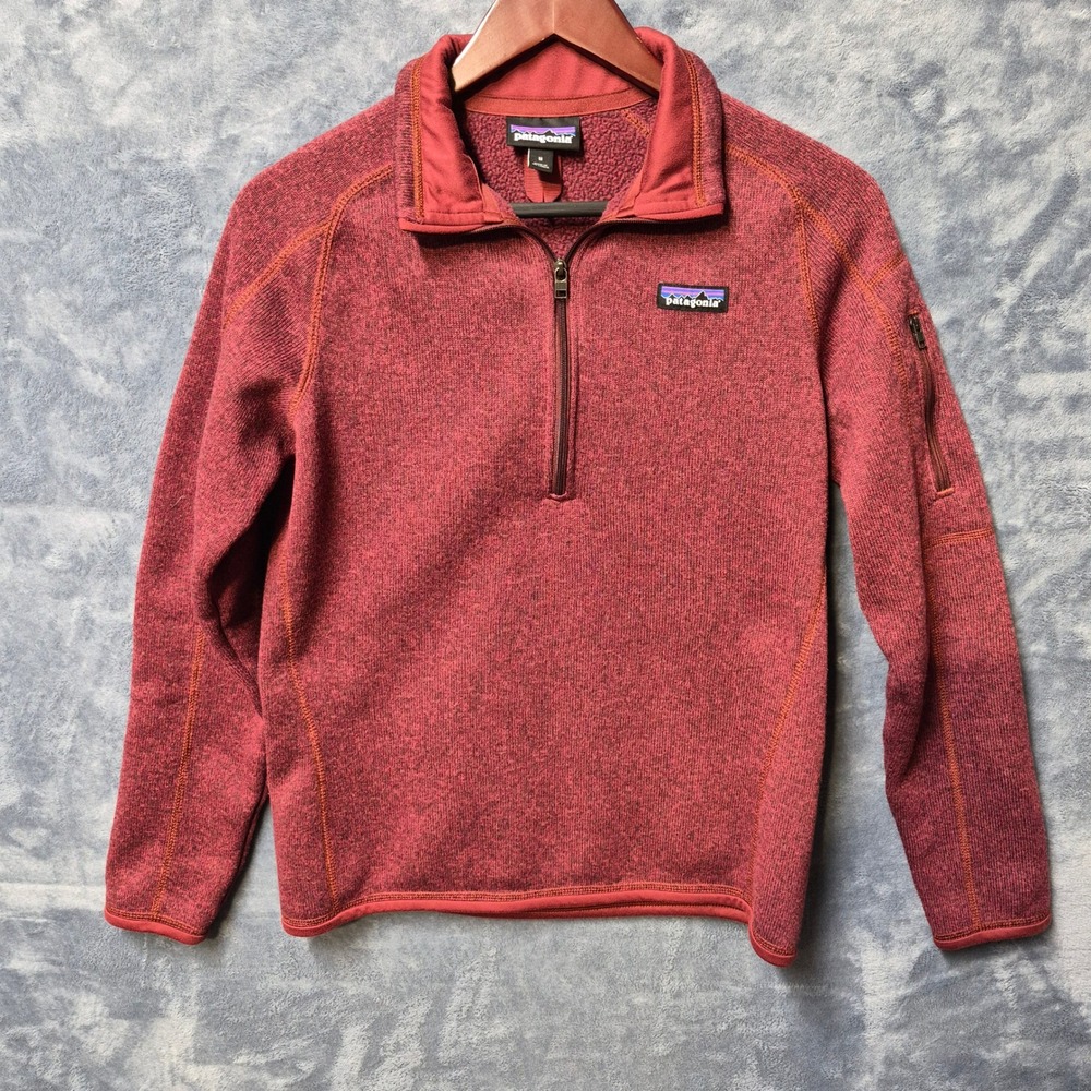 Patagonia Better Sweater 1/4 Zip Fleece Pullover Men Medium Red Burgundy Heather